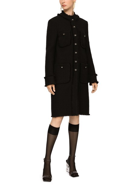 

Однобортное твидовое пальто Dolce & Gabbana, черный