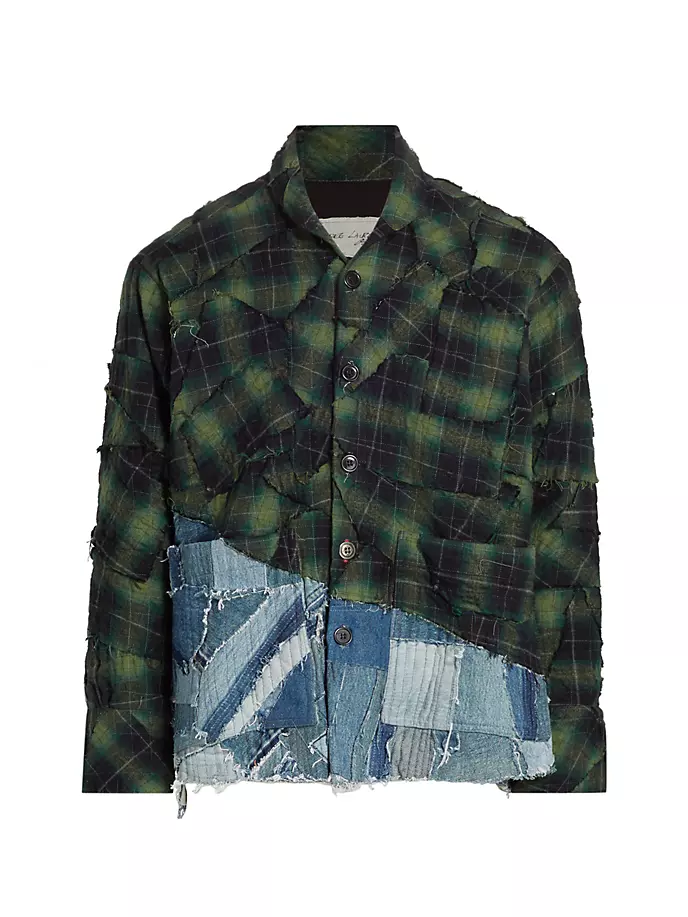 

Рубашка свободного кроя с вышивкой Greg Lauren, цвет green plaid