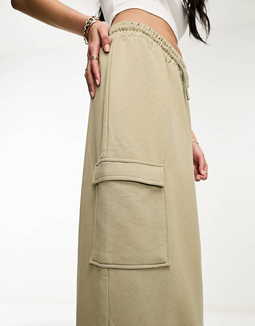 

Юбка макси карго цвета хаки River Island