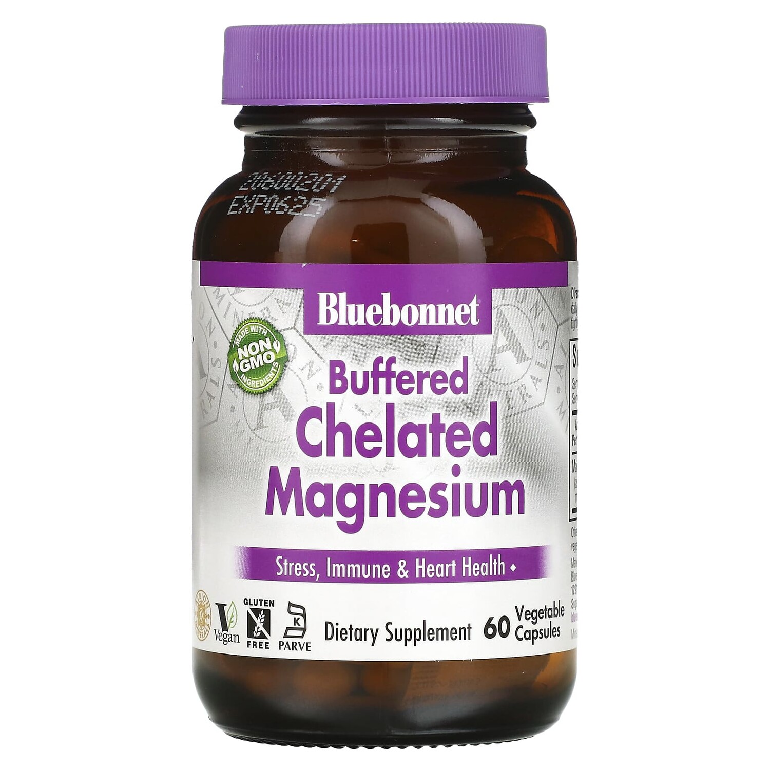 

Буферизованный хелатный магний, 60 растительных капсул, Bluebonnet Nutrition