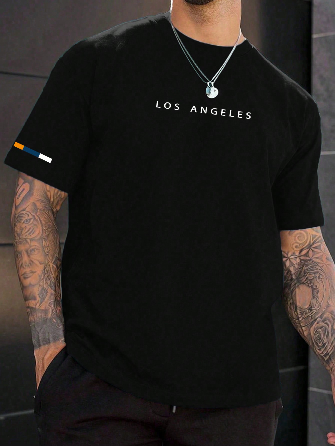 Мужская футболка больших размеров Manfinity Homme с круглым вырезом и короткими рукавами с буквенным принтом, черный
