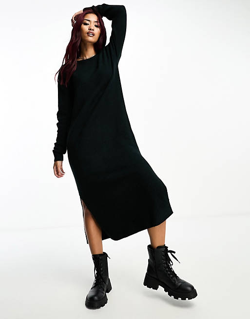 Черное вязаное платье-джемпер миди Vero Moda