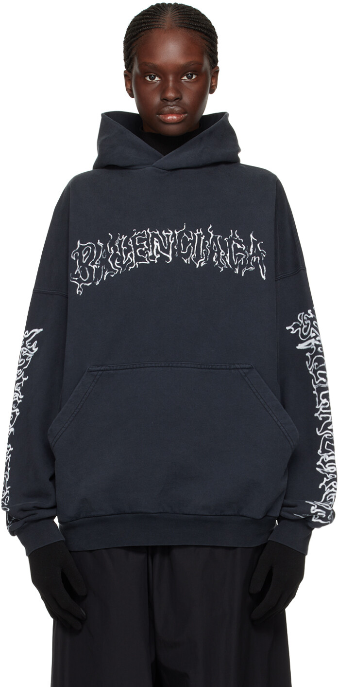 

Черная толстовка с металлическим контуром своими руками Balenciaga, цвет Black/White