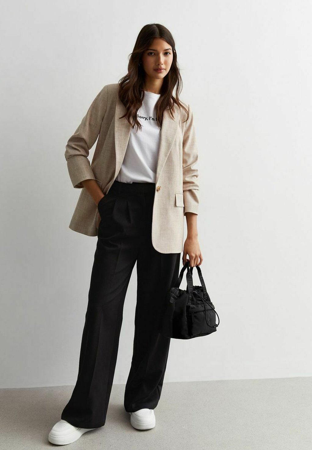 Блейзер Textured Relaxed Fit New Look, цвет stone