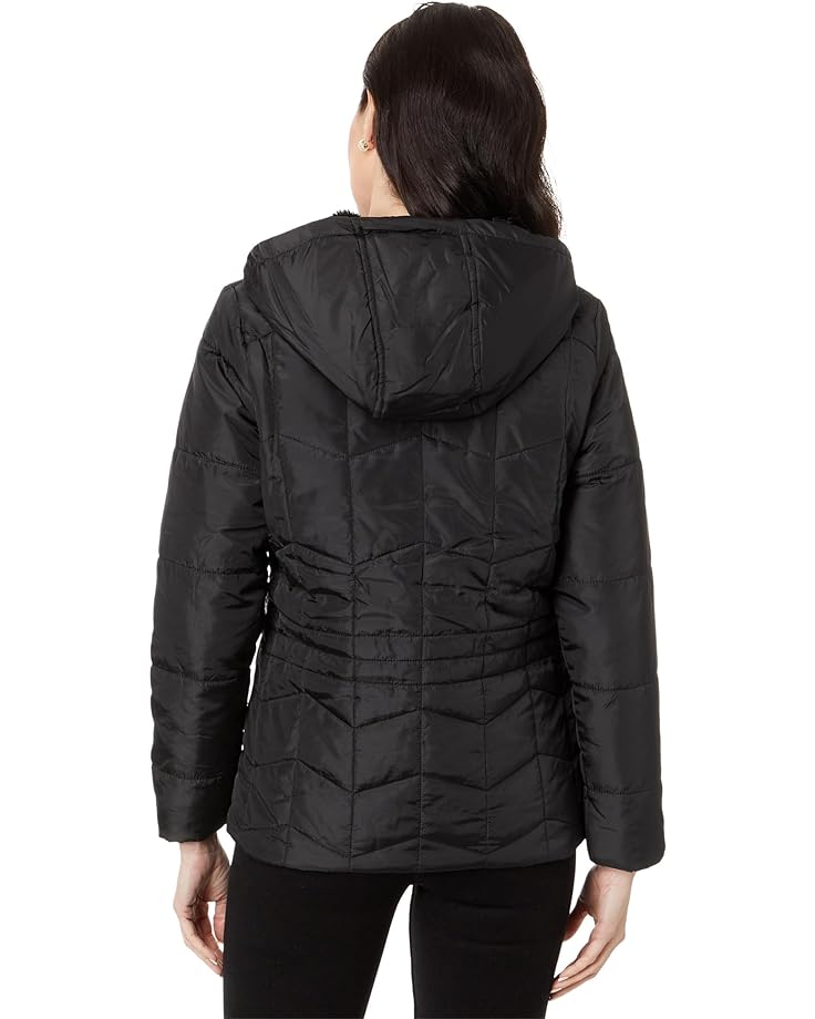 

Пуховик U.S. POLO ASSN. Zigzag Wave Cozy Faux Fur Lining Hooded Quilted Puffer, черный