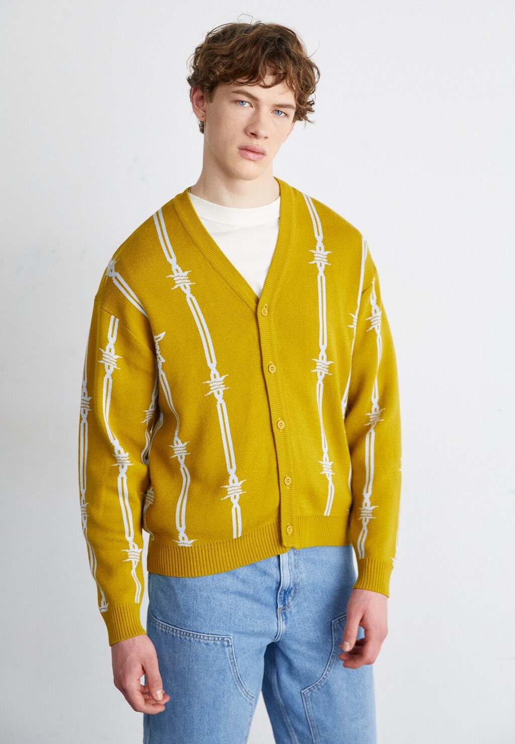 

Кардиган BARBED WIRE CARDIGAN HUF, цвет light brown, Желтый