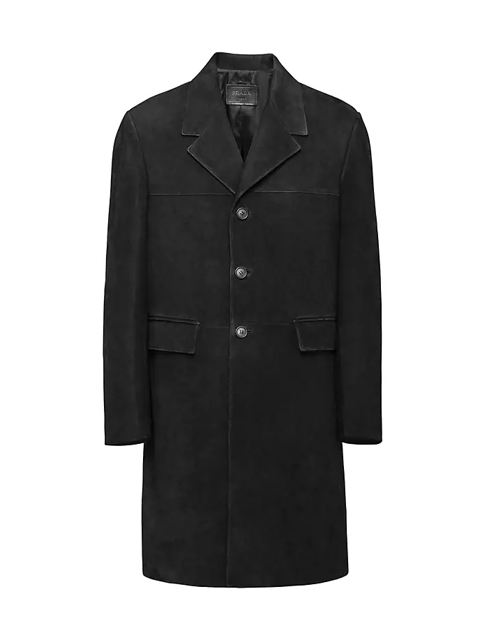 Замшевое пальто Prada, черный