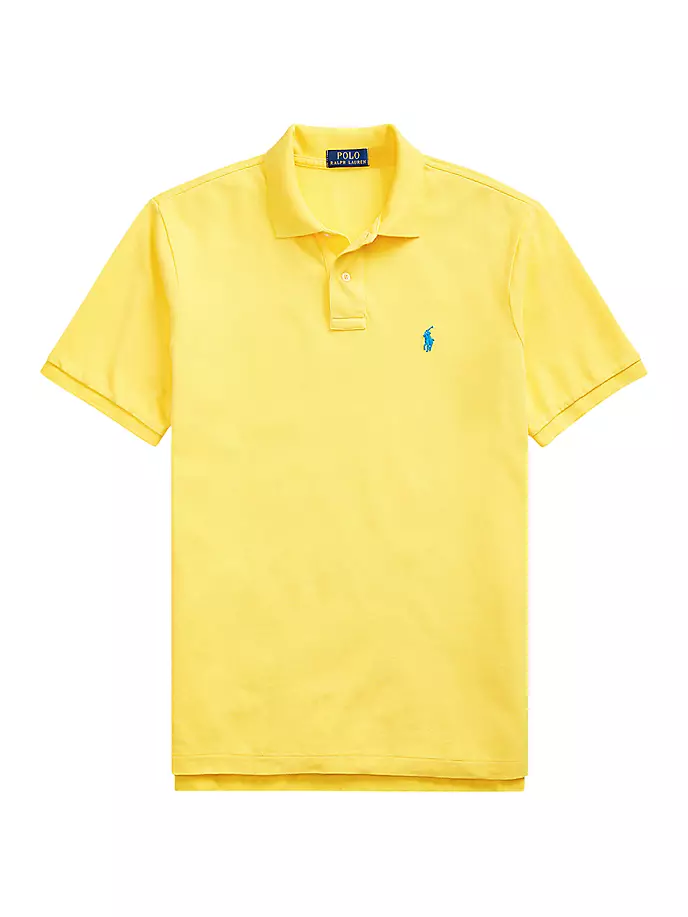 Облегающая футболка-поло из хлопковой сетки на заказ Polo Ralph Lauren, желтый