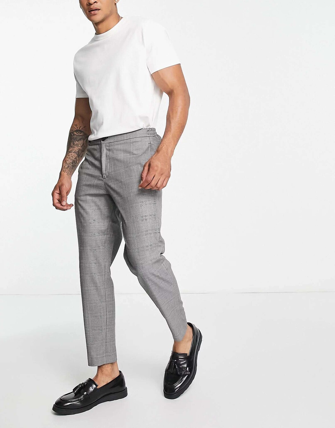

Узкие зауженные брюки в серую клетку Selected Homme