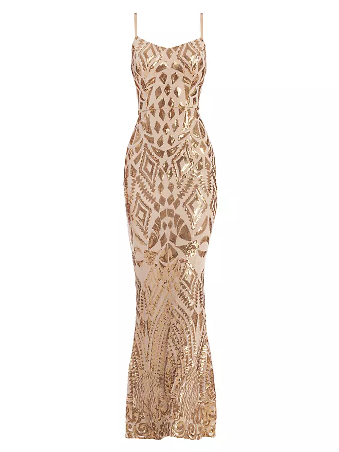 

Платье-русалка Giovanna с пайетками Dress The Population, цвет gold beige