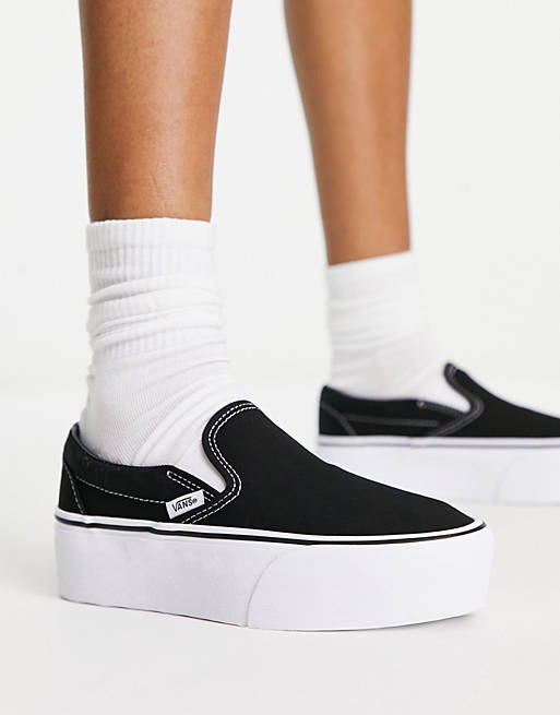 Черно-белые кроссовки Slip On stackform Vans