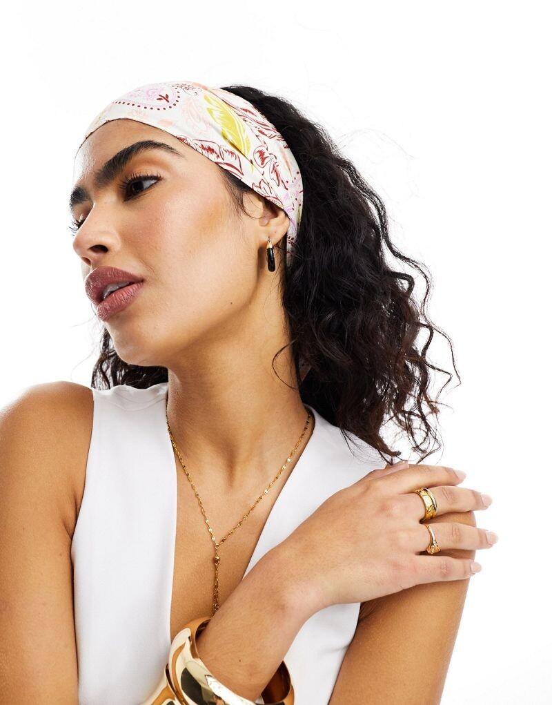 

Белый узкий платок с пейсли ASOS DESIGN