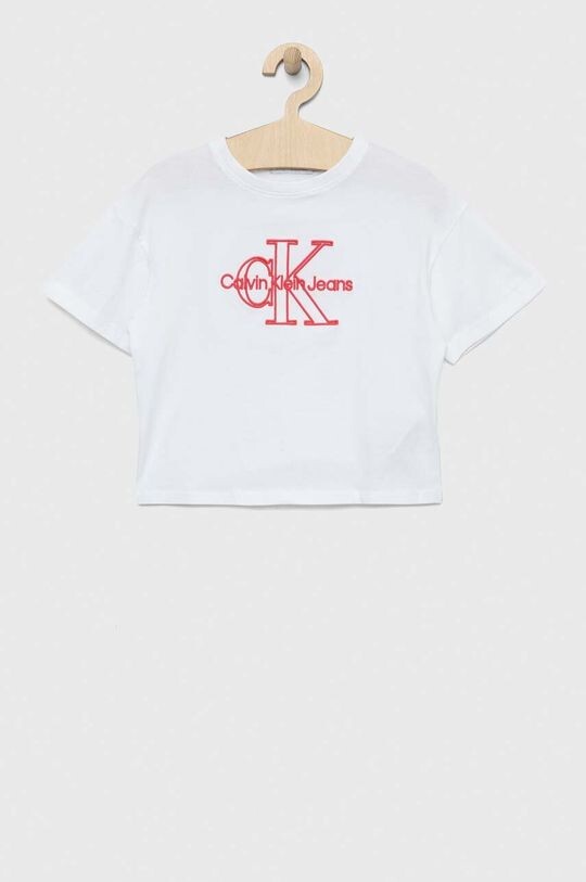 

Детская хлопковая футболка Calvin Klein Jeans, белый