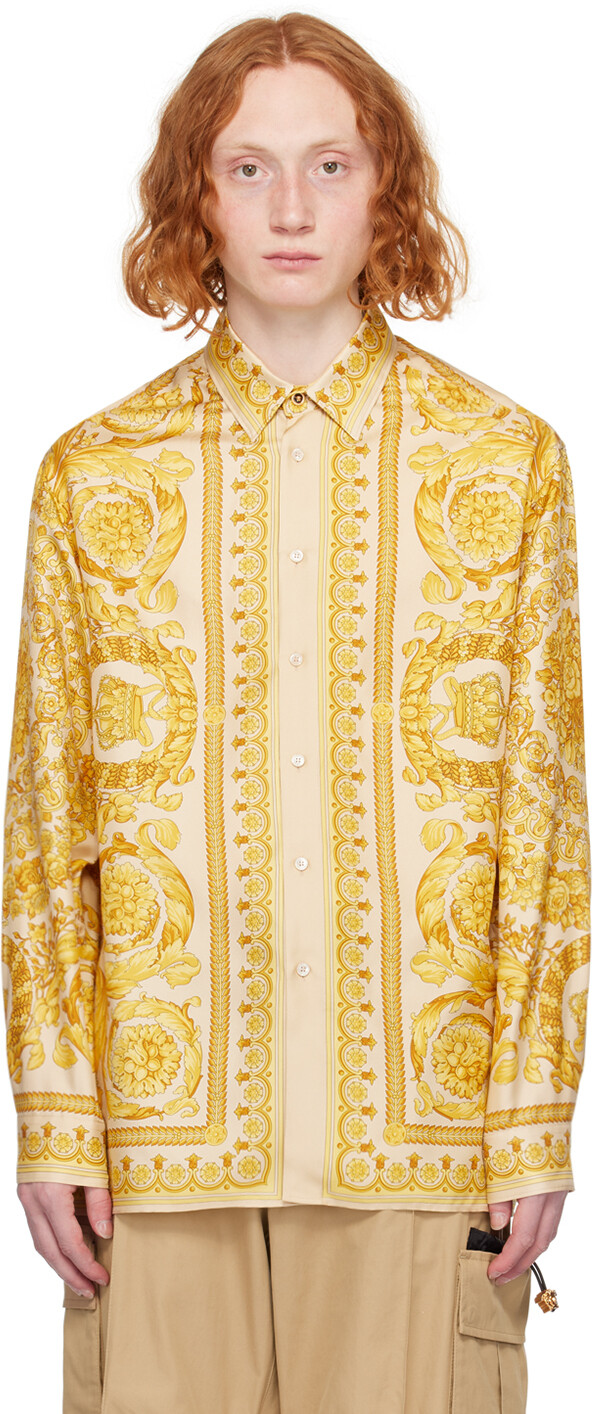 

Бежево-желтая рубашка в стиле барокко Versace, цвет Champagne