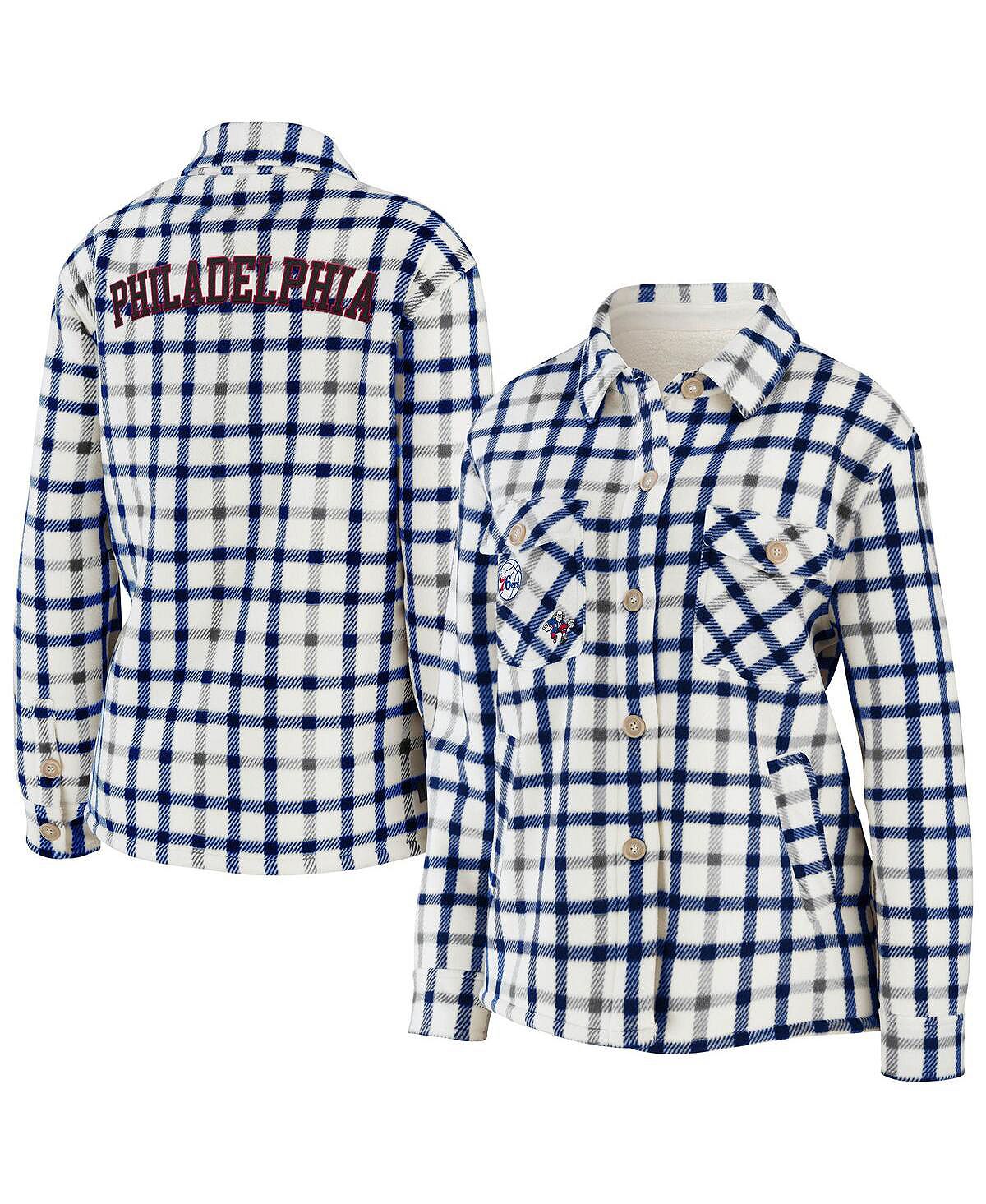 цена Женская овсяная куртка-рубашка на пуговицах в клетку Philadelphia 76ers WEAR by Erin Andrews