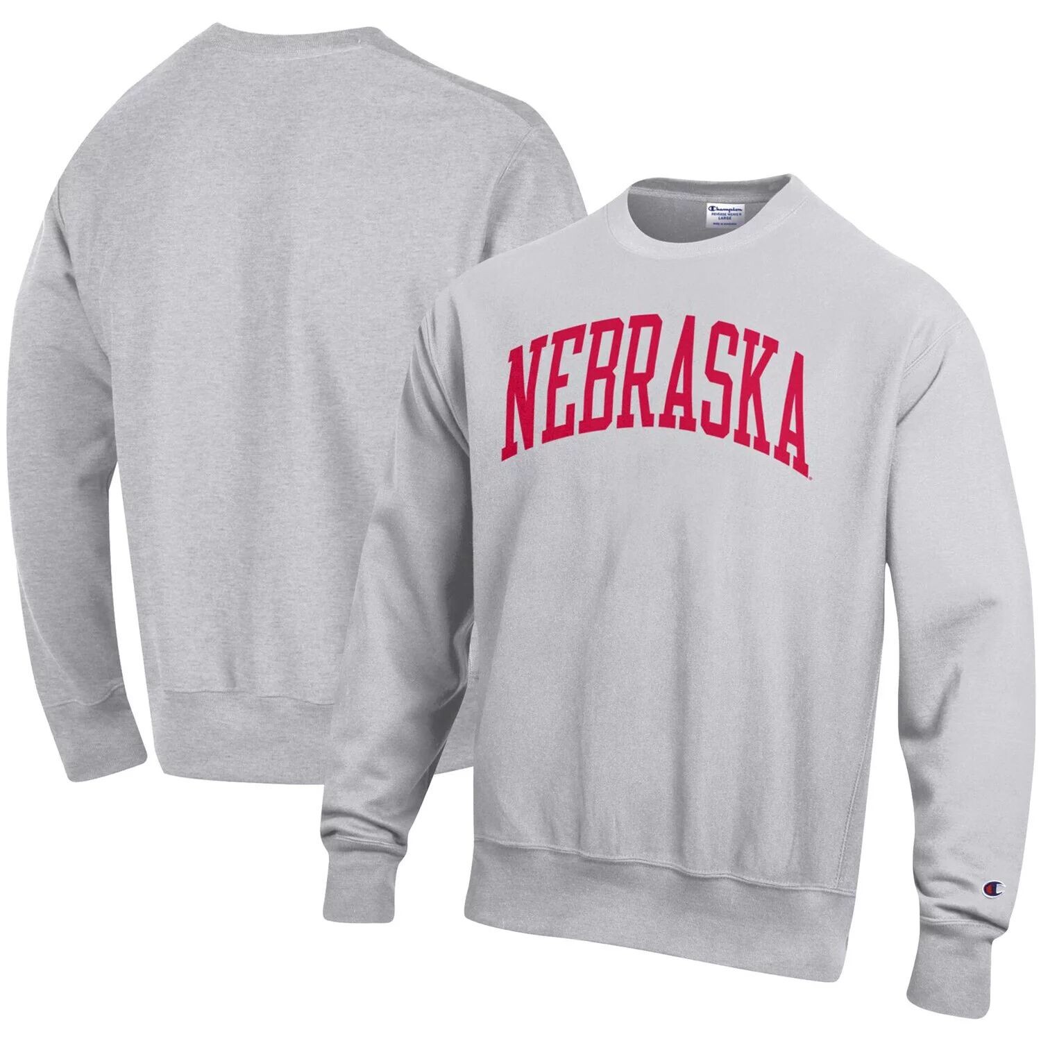 

Мужской пуловер с принтом Champion Heathered Grey Nebraska Huskers Arch обратного переплетения