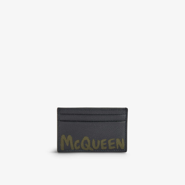 

Кожаный визитница с принтом граффити Alexander Mcqueen, черный