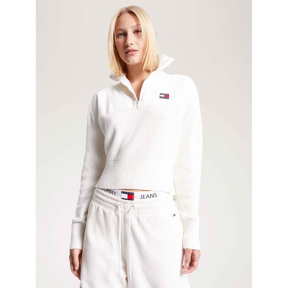 

Свитер Tommy Jeans Half Badge Rib Half Zip, бежевый