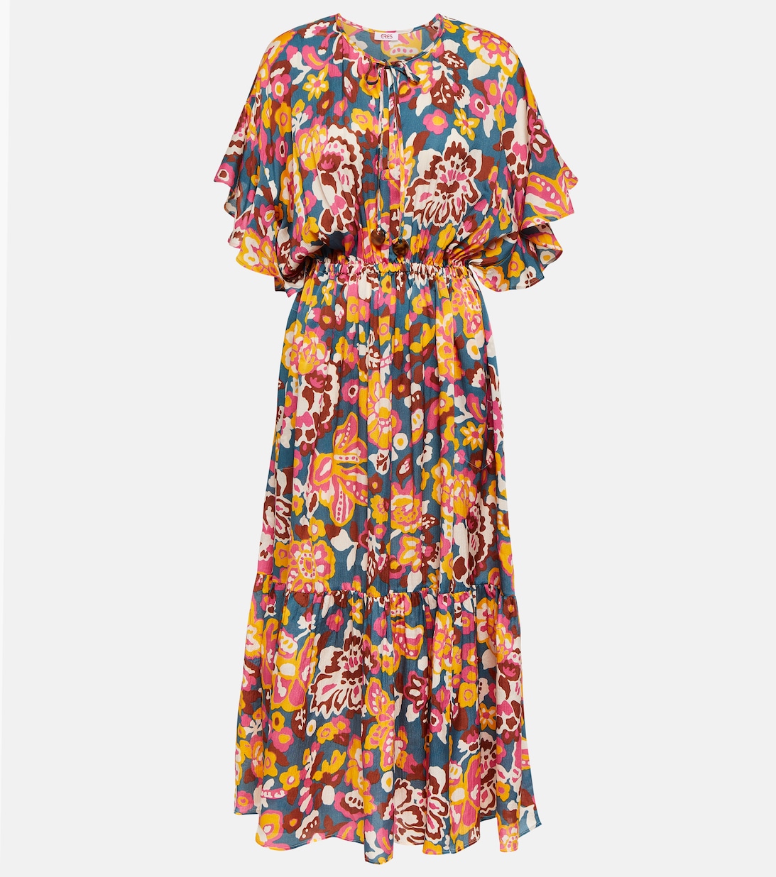 Платье миди Piment с цветочным принтом из шелка и хлопка ERES, разноцветный