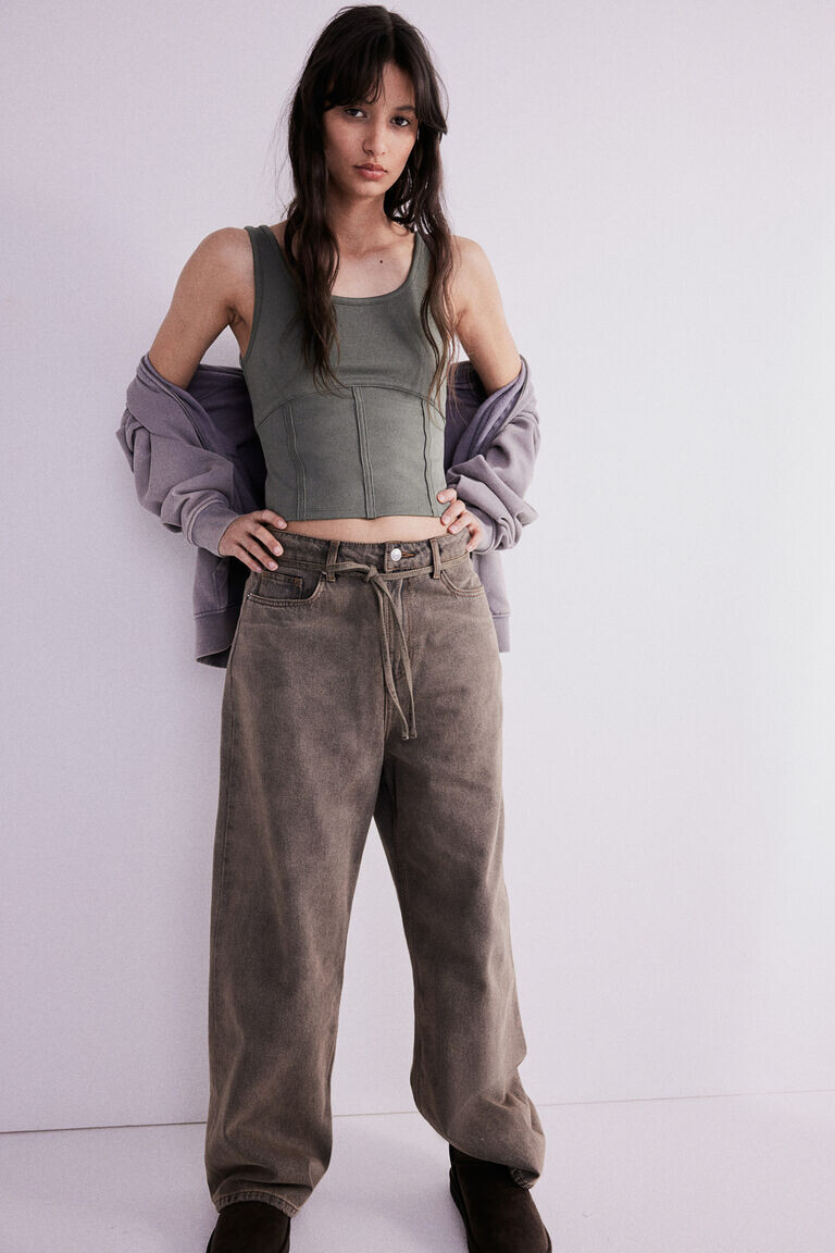 

Топ-жилет в рубчик корсетного типа H&M, хаки