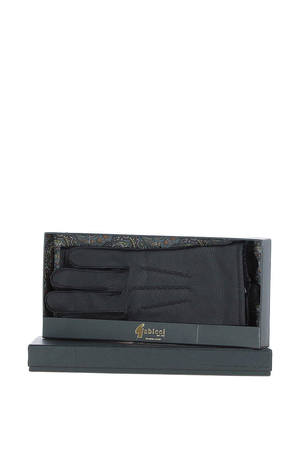 перчатки мужские кожаные yimei Перчатки '520' из мягкой кожи ягненка и натуральной кожи с флисовой подкладкой GABICCI, черный