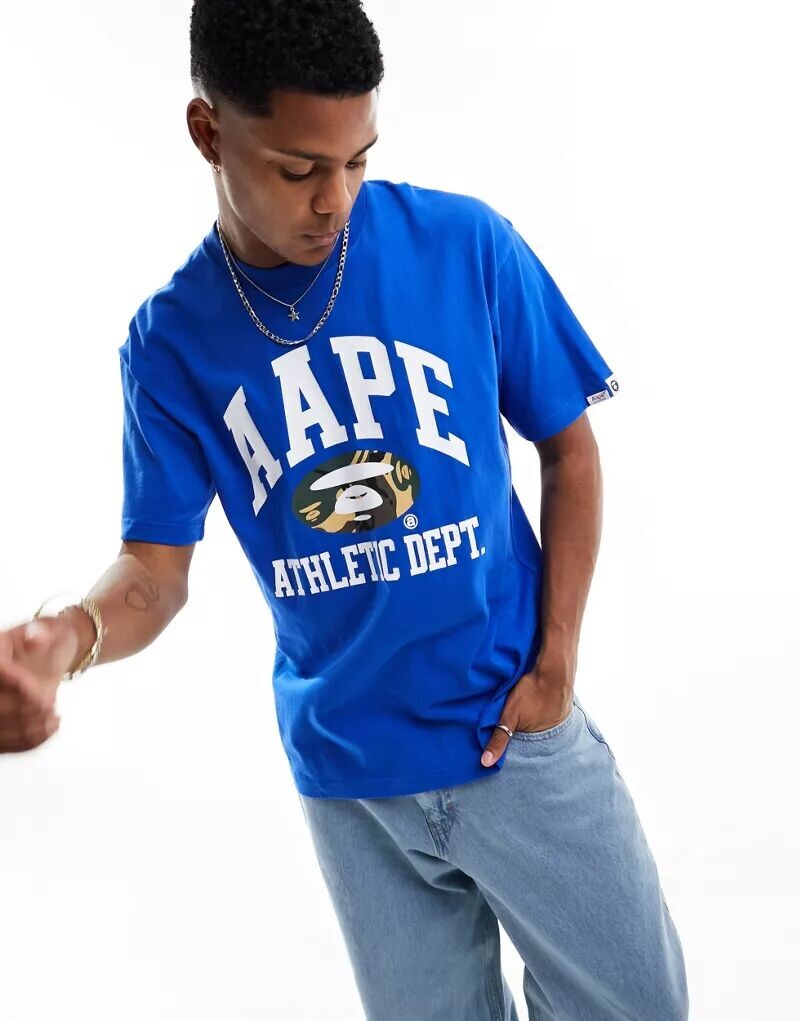 

Синий университетский топ с длинными рукавами Aape By A Bathing Ape