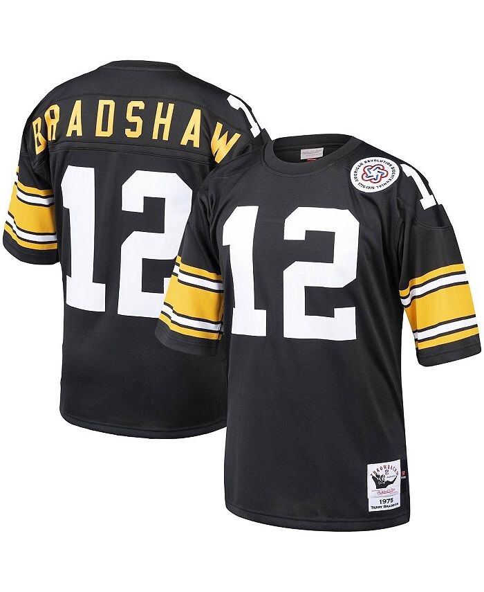 

Мужская футболка Terry Bradshaw Black Pittsburgh Steelers 1975 Authentic Throwback завершившего карьеру игрока Mitchell & Ness, черный