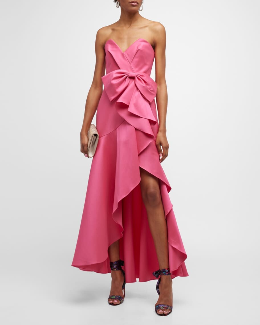 

Платье хай-лоу с бюстье и оборками по бокам Badgley Mischka Collection