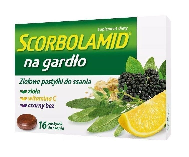 Травяные пастилки Scorbolamid Na Gardło Tabletki do Ssania, 16 op. солодкового корня сироп 100г