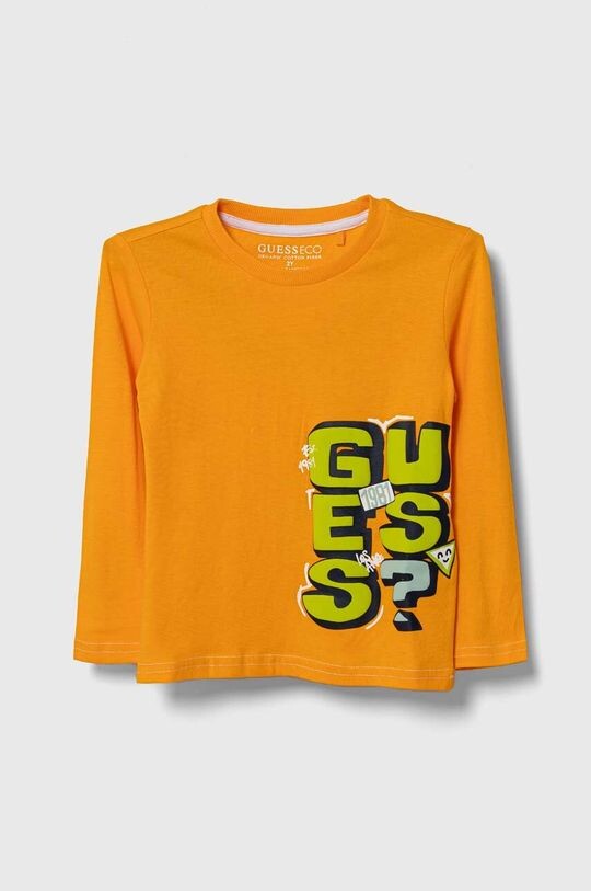 

Детская хлопковая рубашка Guess с длинными рукавами, оранжевый