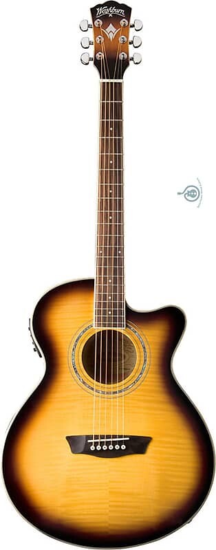 

Акустическая гитара Washburn EA15ATB Mini Jumbo Acoustic-Electric, Flame Maple Top, Catalpa Sides, Free Shipping