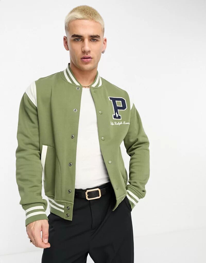 

Оливковый университетский бомбер с логотипом Polo Ralph Lauren x ASOS