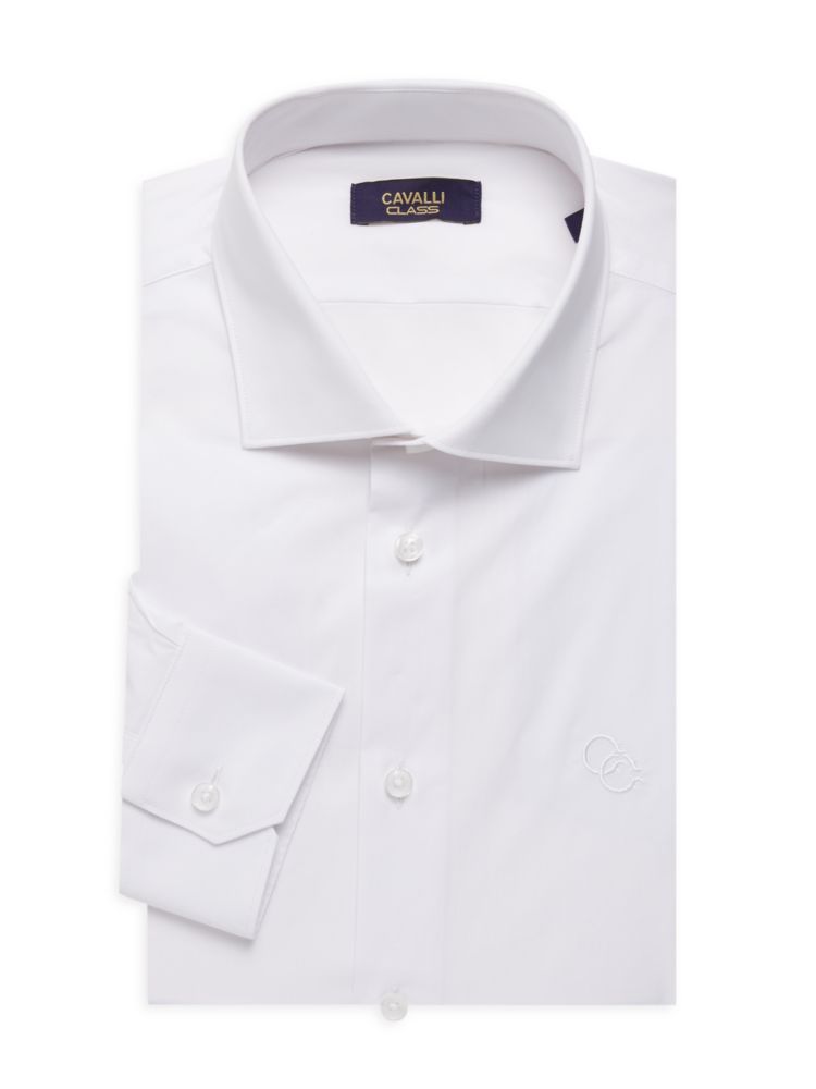Классическая рубашка комфортного кроя с логотипом Cavalli Class By Roberto Cavalli, белый