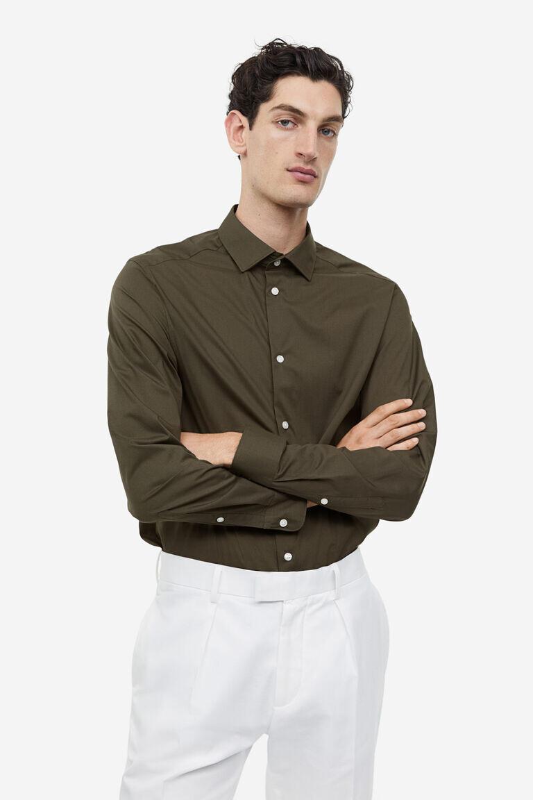 

Рубашка стандартного кроя coolmax H&M, хаки