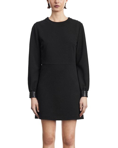 

Кожаное мини-платье с манжетами The Kooples, цвет Black