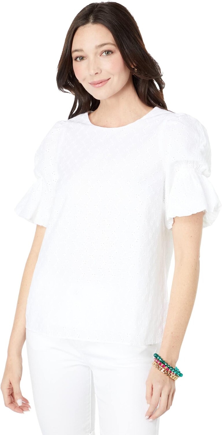 

Лейла Топ Lilly Pulitzer, цвет Resort White Ditsy Vine Eyelet