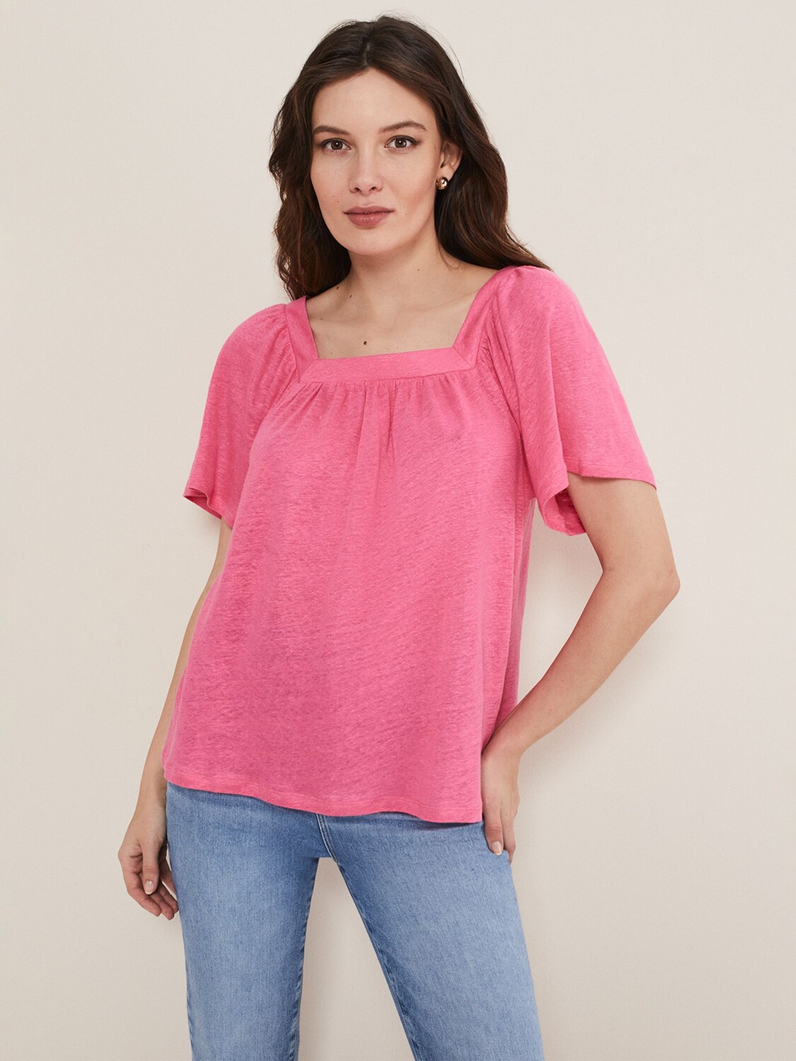 

Льняной топ Phase Eight Saffy, розовый