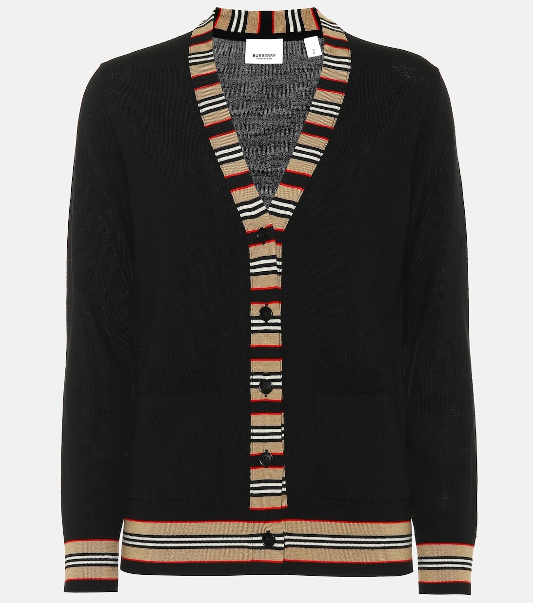 

Шерстяной кардиган с полосками Icon Stripe BURBERRY, черный