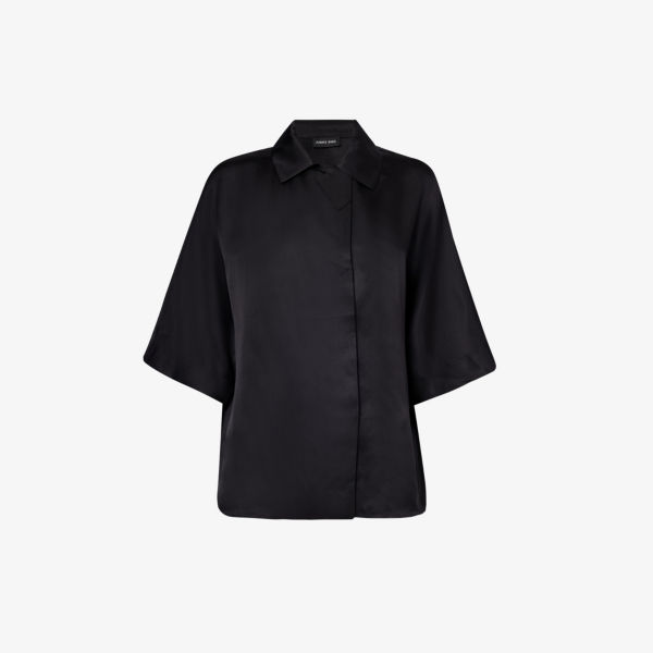 Рубашка julia с приспущенными рукавами из смесового шелка Anine Bing, черный