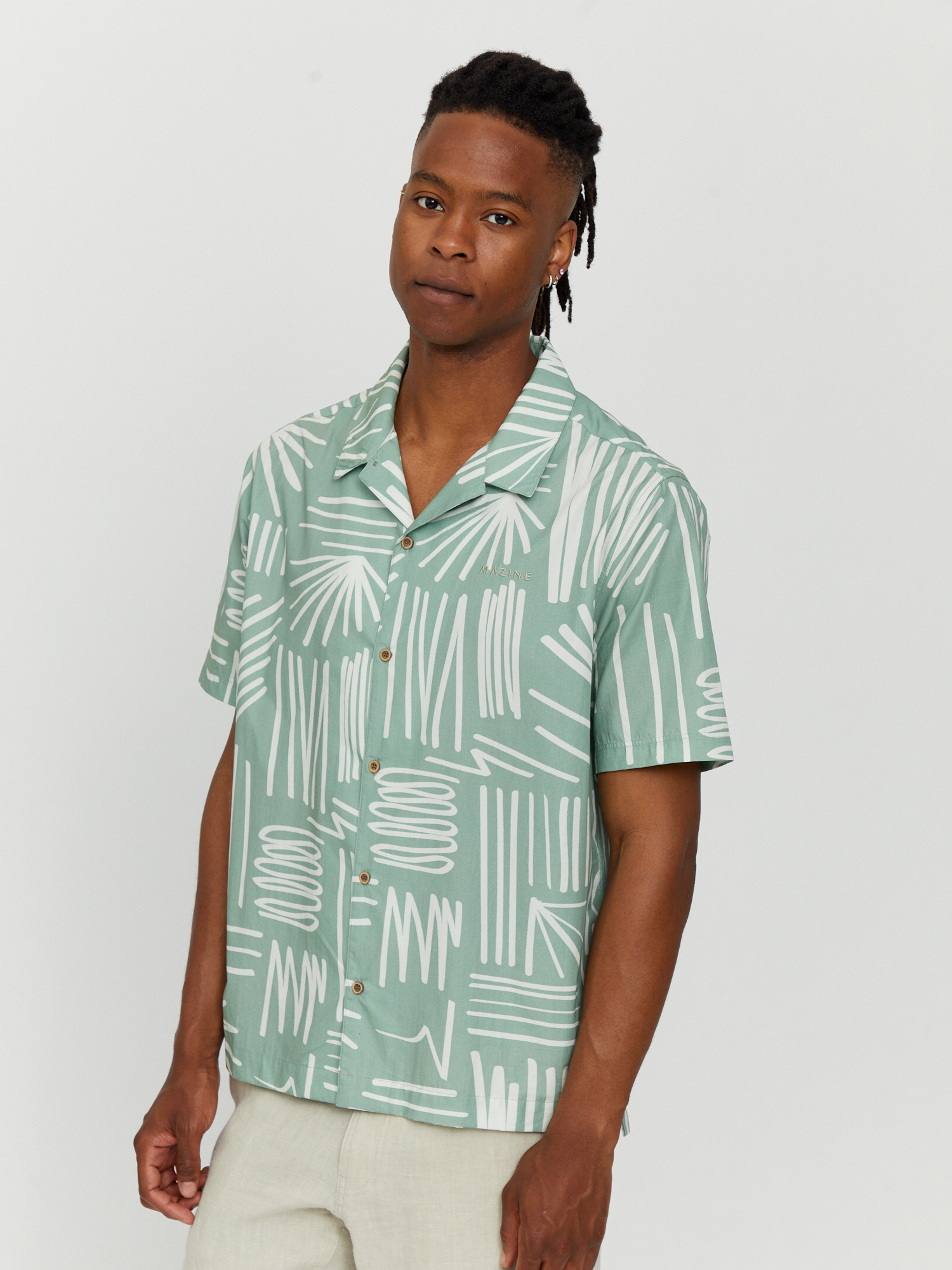 Рубашка MAZINE Honolulu Shirt, цвет cobalt green/printed