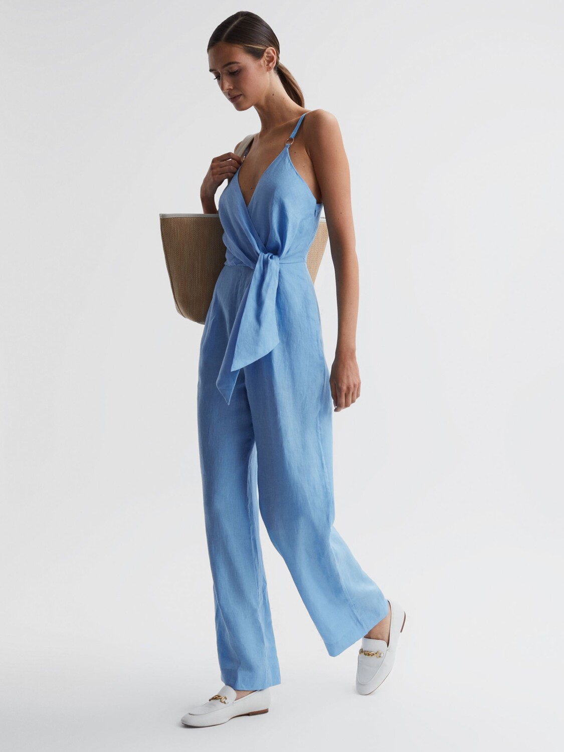 

Льняной комбинезон Reiss Emily, синий