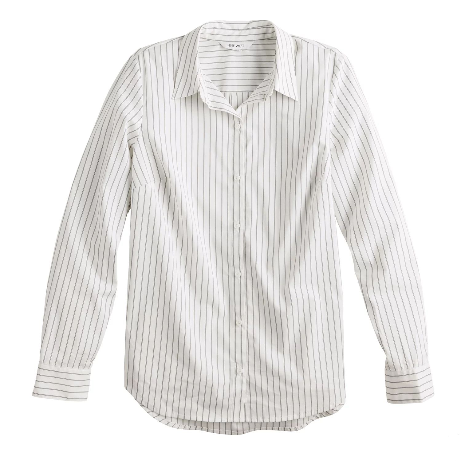 Женская структурированная рубашка на пуговицах с длинными рукавами Nine West Nine West топ с длинными рукавами nmmalina stripe top noisy may цвет black stripes white stripes