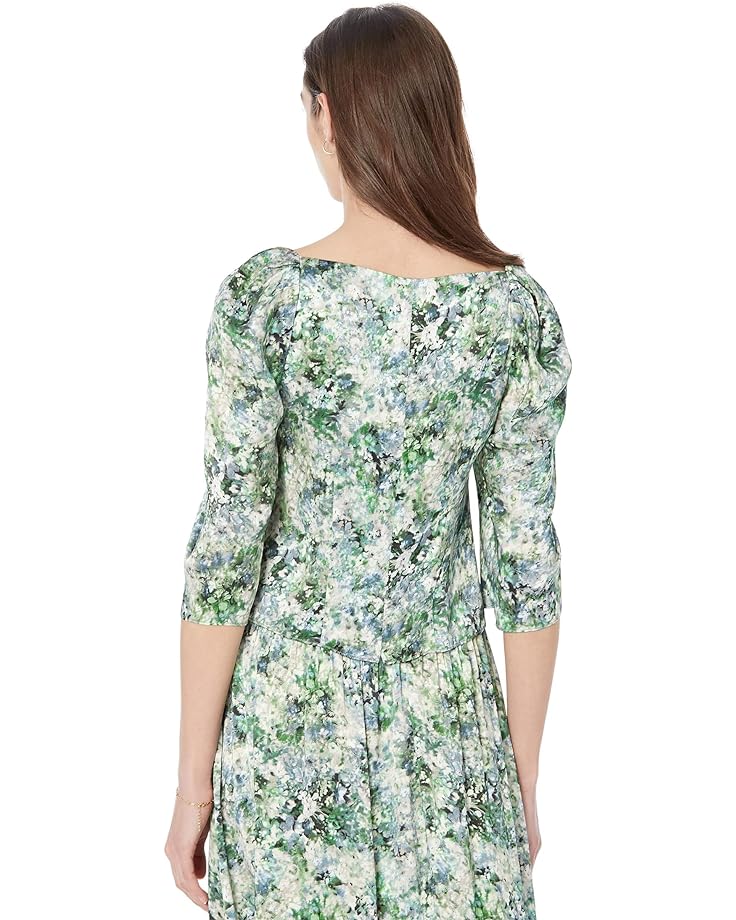 Топ Vince Painted Floral Draped Long Sleeve Square Neck Top, цвет Herb
