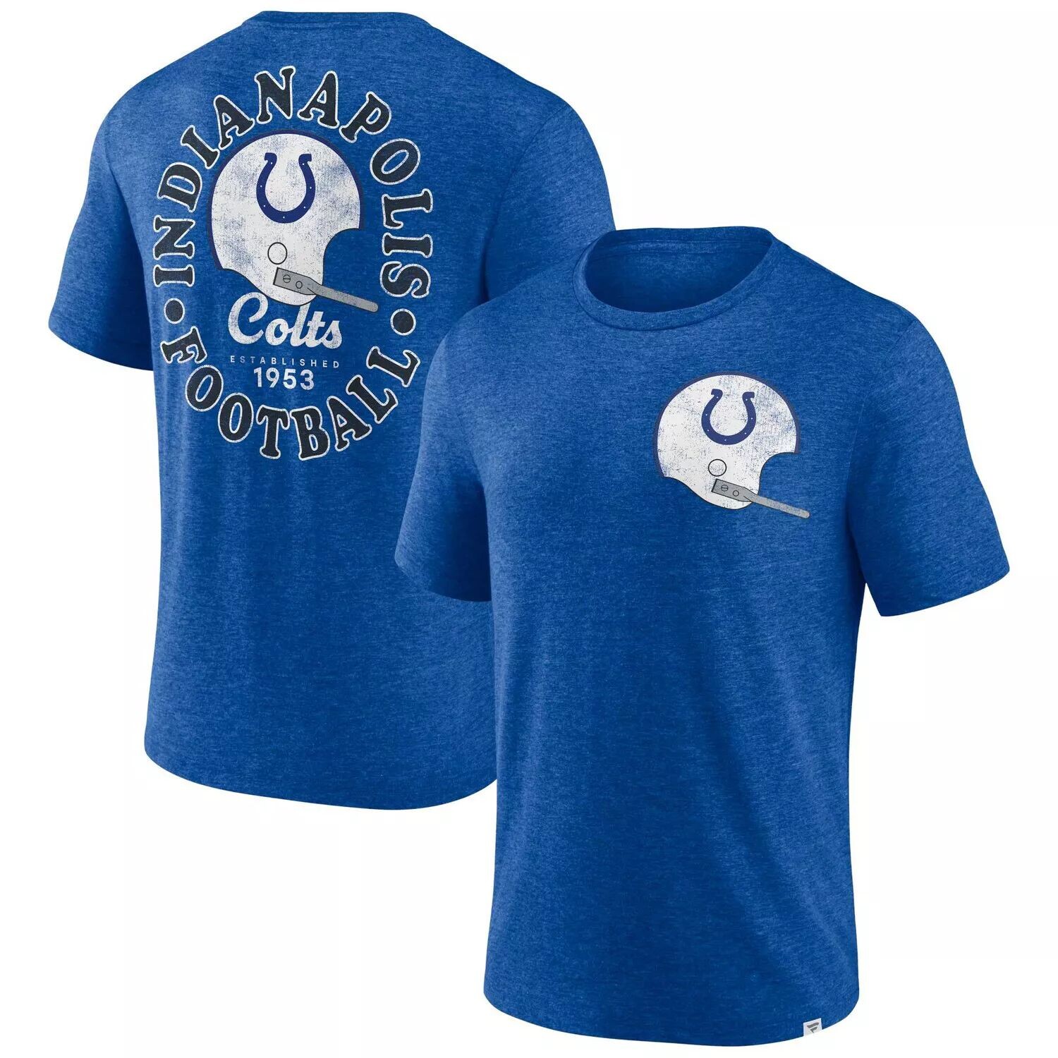 

Мужская футболка Fanatics с логотипом Heather Royal Indianapolis Colts, овальная футболка из трех смесей с пузырьками