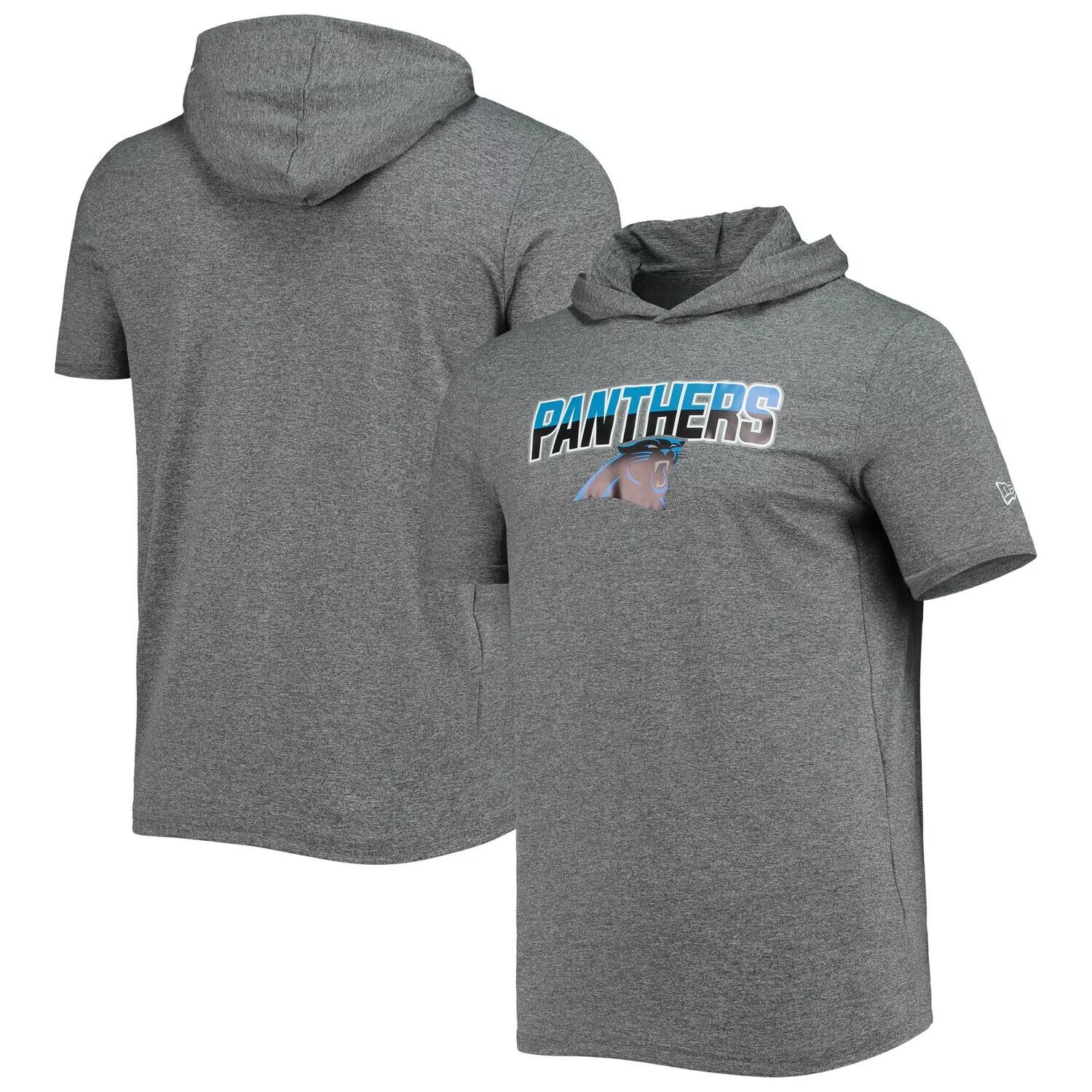 

Мужская серая футболка с капюшоном с начесом Carolina Panthers Team New Era, Серый