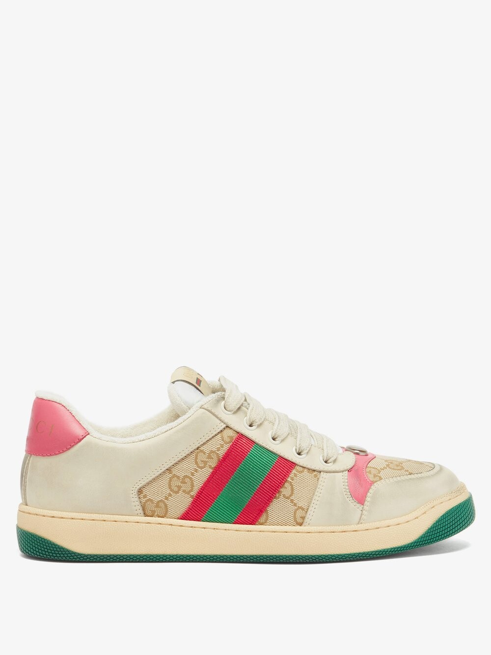 

Кроссовки screener из потертой кожи с логотипом gg Gucci, белый
