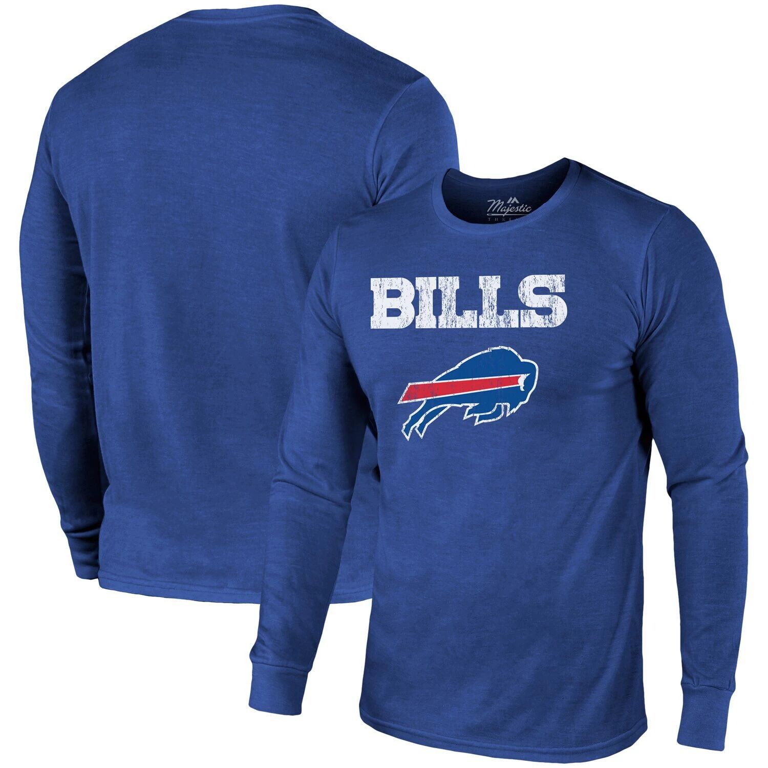 

Футболка Buffalo Bills Threads Lockup Tri-Blend с длинными рукавами — Королевский Majestic