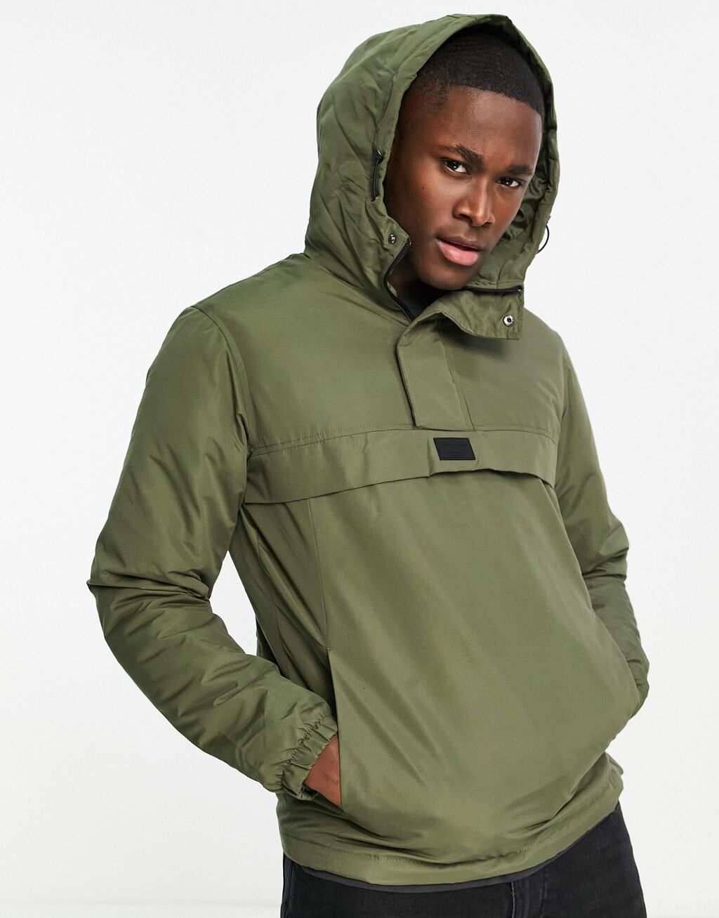 

Ветровка цвета хаки с накладным верхом Jack & Jones Originals