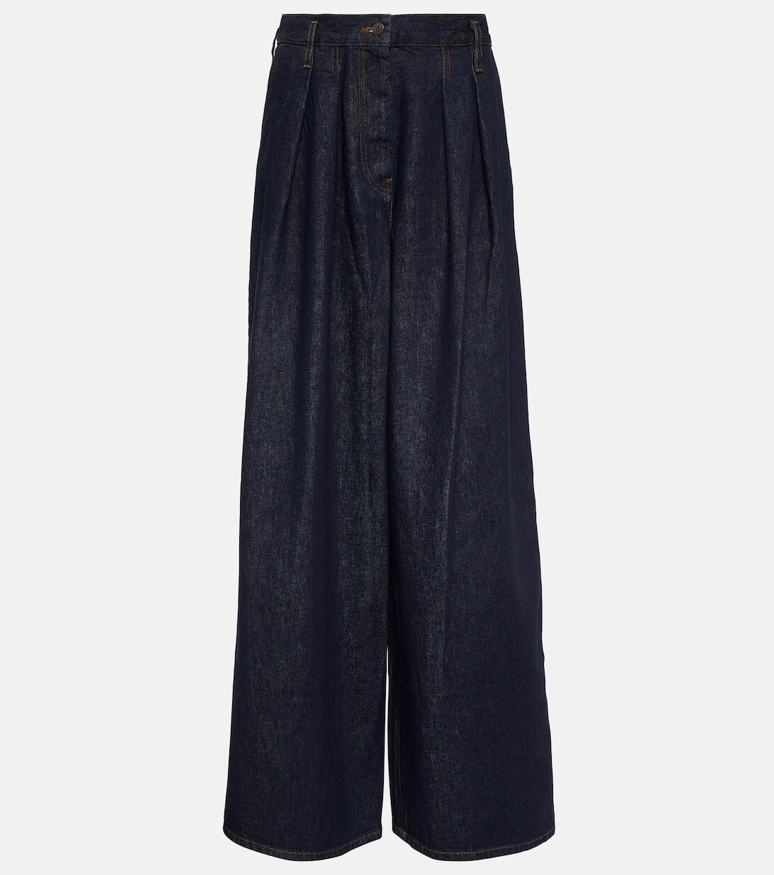 

Широкие джинсы с высокой посадкой и складками DRIES VAN NOTEN, синий