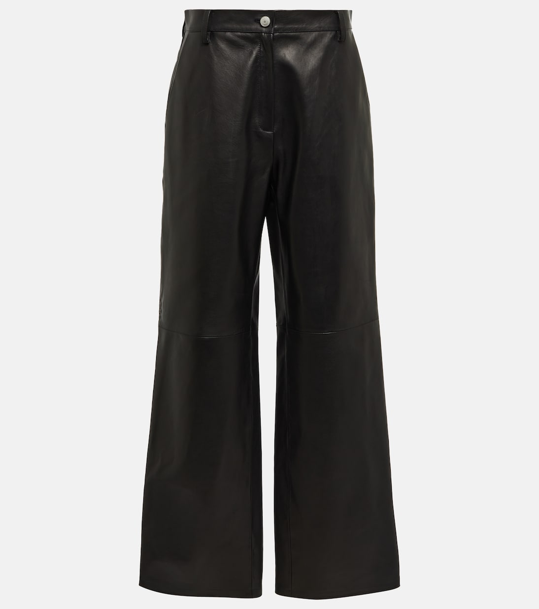 Широкие кожаные брюки с высокой посадкой Magda Butrym, черный прямые джинсы с высокой посадкой magda butrym синий